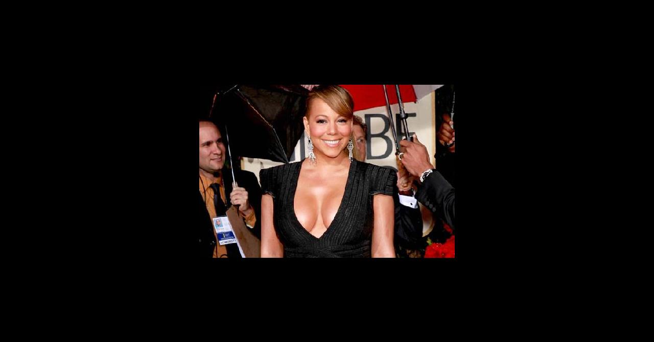 Photos Golden Globes 2010 Mariah Carey A Osé Le Big Décolleté Malgré Sa Poitrine Ultra 