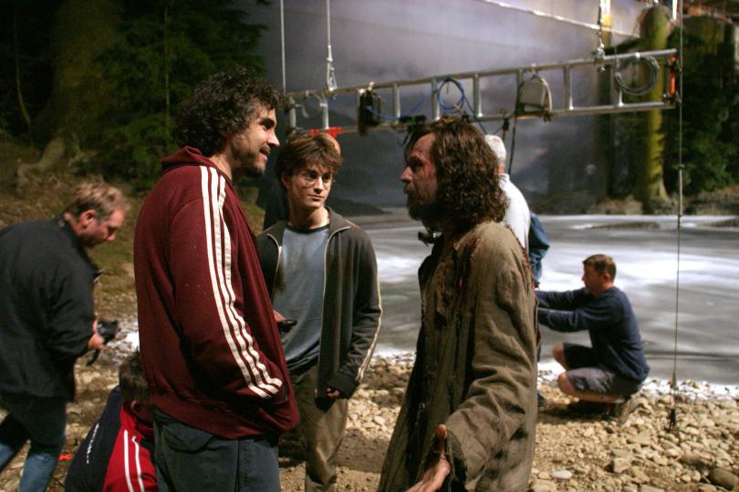 Daniel Radcliffe, Gary Oldman et Alfonso Cuaron sur le tournage de 